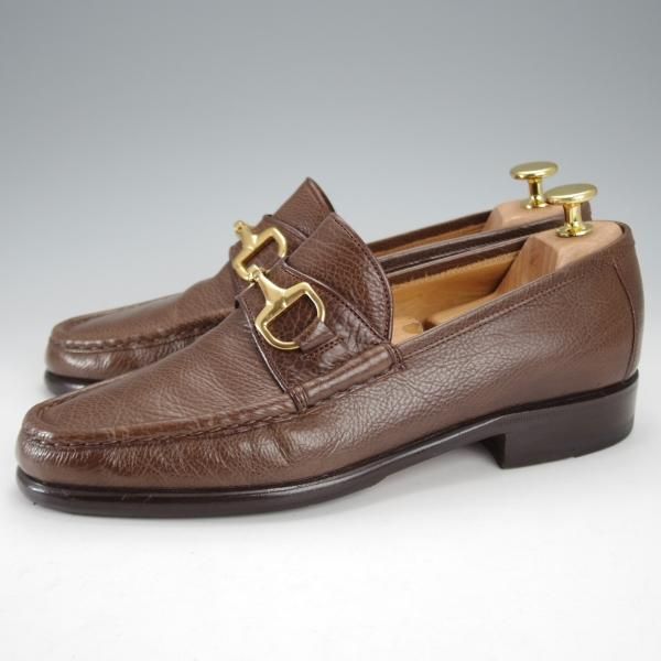 美品★(伊)エンツォ・ボナフェ SIZE 5.5【定価￥126,500-★ビットローファー/2695】グレインレザー/茶/メンズ/Enzo Bonafe★j396