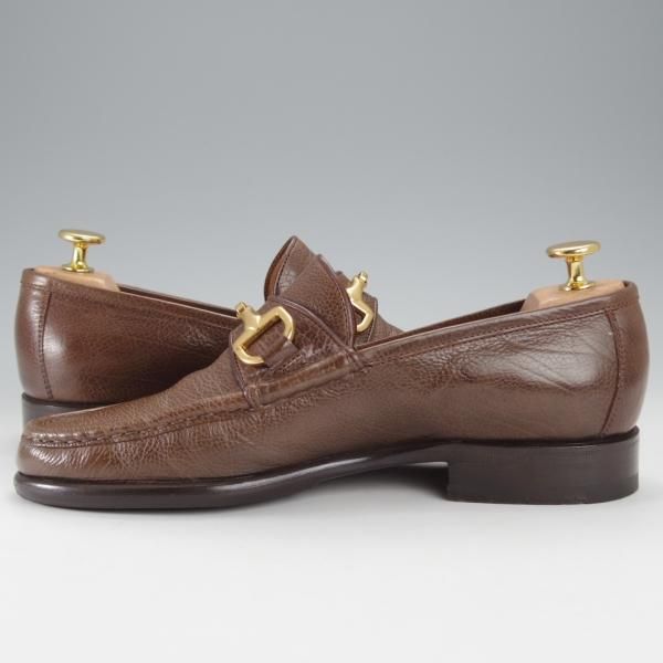 美品★(伊)エンツォ・ボナフェ SIZE 5.5【定価￥126,500-★ビットローファー/2695】グレインレザー/茶/メンズ/Enzo Bonafe★j396