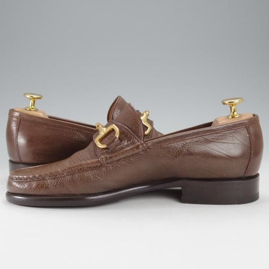 美品★(伊)エンツォ・ボナフェ SIZE 5.5【定価￥126,500-★ビットローファー/2695】グレインレザー/茶/メンズ/Enzo Bonafe★j396