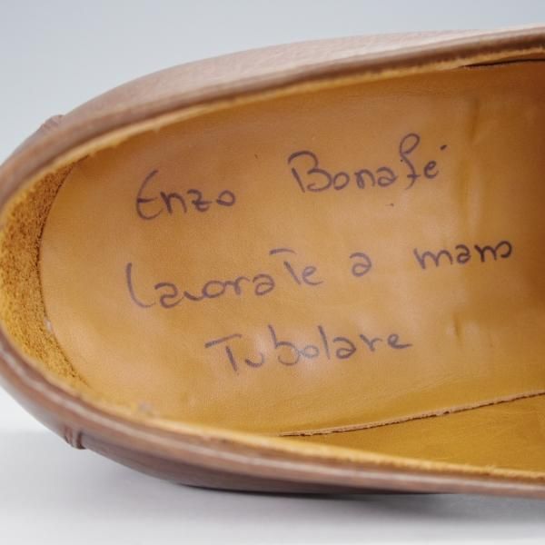 美品★(伊)エンツォ・ボナフェ SIZE 5.5【定価￥126,500-★ビットローファー/2695】グレインレザー/茶/メンズ/Enzo Bonafe★j396