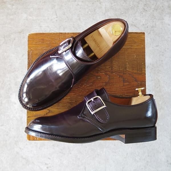 極美品★オールデン 6D【定価￥170,500-★コードバン仕様/モディファイドラスト】1878/モンクストラップ/#8/バーガンディー/ALDEN★j398
