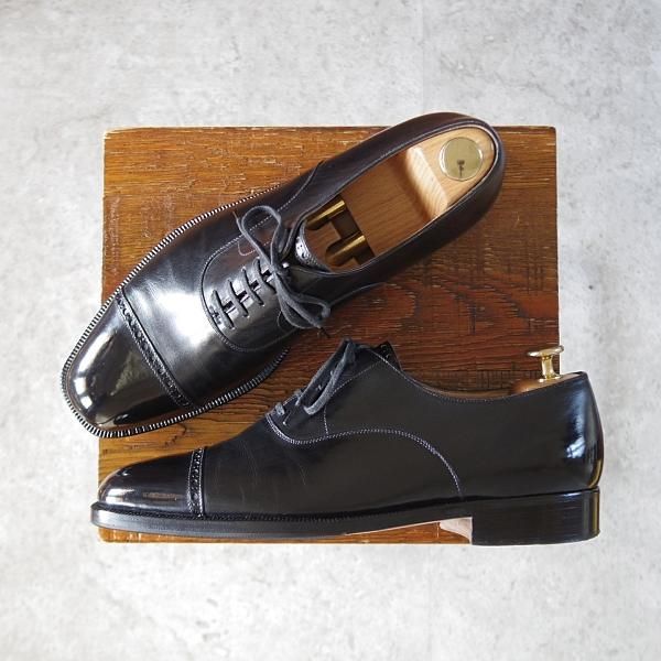 極上★(伊)シルヴァノ・ラッタンジ SIZE 7【貴重★ハンドソーンウェルテッド製法/パンチドキャップトゥ】黒/Silvano Lattanzi★j414