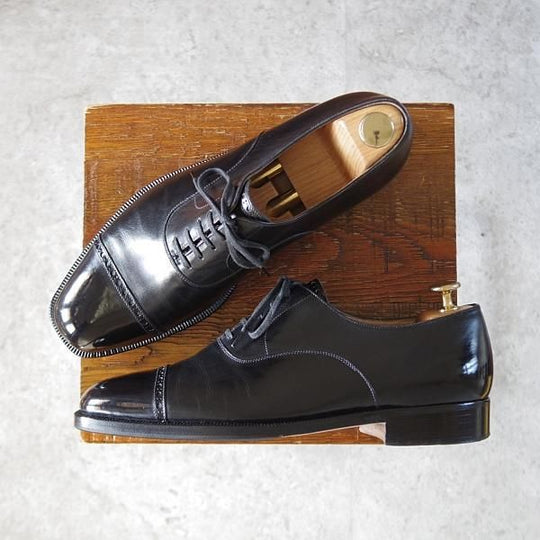 極上★(伊)シルヴァノ・ラッタンジ SIZE 7【貴重★ハンドソーンウェルテッド製法/パンチドキャップトゥ】黒/Silvano Lattanzi★j414