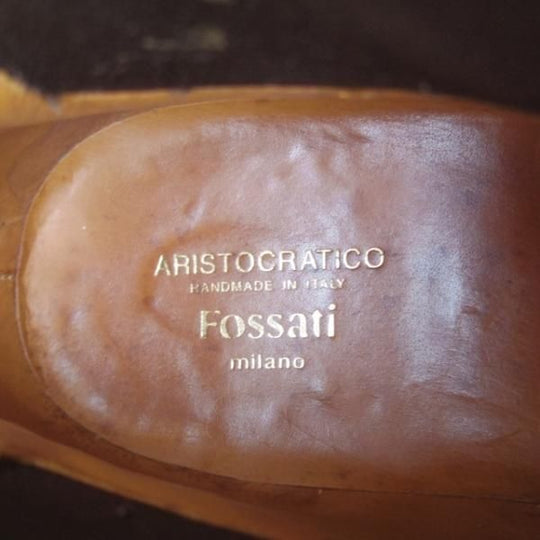 極上★(伊)シルヴァノ・ラッタンジ製 SIZE 7.5【貴重★アリストクラティコ(Fossatiネーム)別注/サイドゴアブーツ】赤茶/カーフ★j418