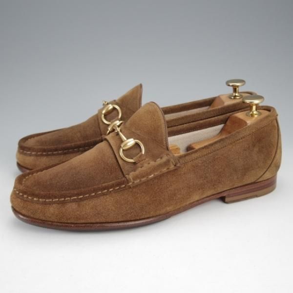 極上★(伊)GUCCI/グッチ SIZE 7【貴重★1953コレクション/ホースビットローファー】スエード/スリッポン/茶/メンズ★j425