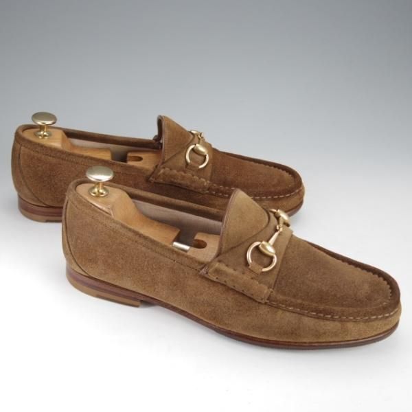極上★(伊)GUCCI/グッチ SIZE 7【貴重★1953コレクション/ホースビットローファー】スエード/スリッポン/茶/メンズ★j425