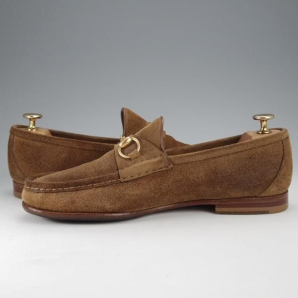 極上★(伊)GUCCI/グッチ SIZE 7【貴重★1953コレクション/ホースビットローファー】スエード/スリッポン/茶/メンズ★j425