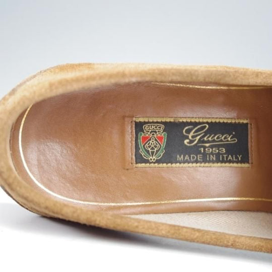 極上★(伊)GUCCI/グッチ SIZE 7【貴重★1953コレクション/ホースビットローファー】スエード/スリッポン/茶/メンズ★j425