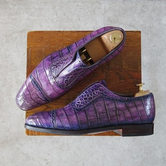 極美品★(スペイン製)CARMINA/カルミナ SIZE 6.5【高額★クロコダイル仕様/クォーターブローグ】80430/センターエラスティック★j427