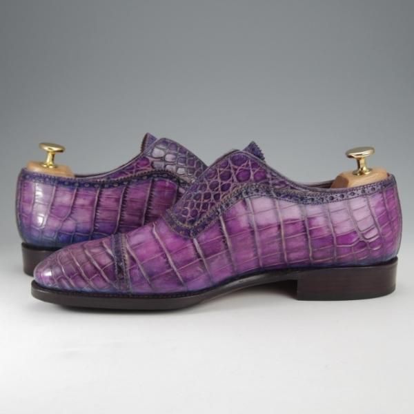 極美品★(スペイン製)CARMINA/カルミナ SIZE 6.5【高額★クロコダイル仕様/クォーターブローグ】80430/センターエラスティック★j427