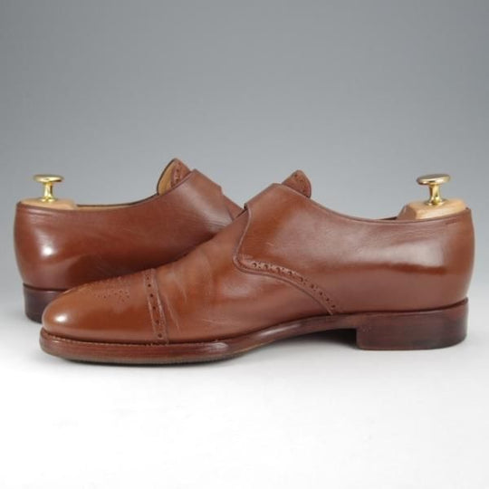 ★(伊)BONORA/ボノーラ SIZE 7.5【貴重★ハンドソーンウェルテッド製法/旧ボノーラ】モンクストラップ/カーフ/茶/メンズ★j428
