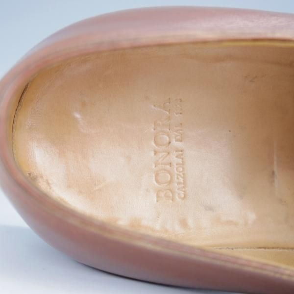 ★(伊)BONORA/ボノーラ SIZE 7.5【貴重★ハンドソーンウェルテッド製法/旧ボノーラ】モンクストラップ/カーフ/茶/メンズ★j428