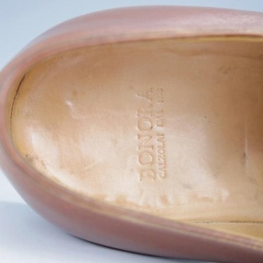 ★(伊)BONORA/ボノーラ SIZE 7.5【貴重★ハンドソーンウェルテッド製法/旧ボノーラ】モンクストラップ/カーフ/茶/メンズ★j428
