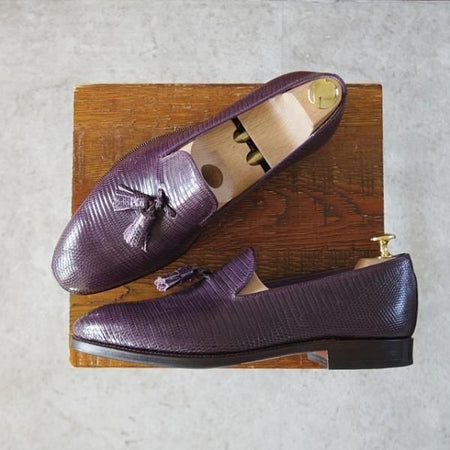 極美品★(スペイン製)CARMINA/カルミナ SIZE 6.5【高額★リザード革/トレーディングポスト別注】UETAMラスト/タッセルローファー★j430