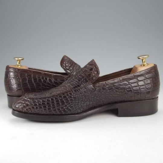 美品★(スペイン製)CARMINA/カルミナ SIZE 6.5【高額★クロコダイル仕様/トレーディングポスト別注】コインローファー/濃茶/メンズ★j431
