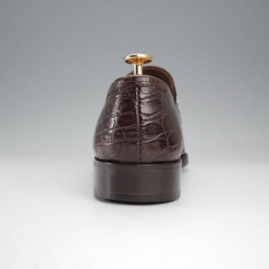 美品★(スペイン製)CARMINA/カルミナ SIZE 6.5【高額★クロコダイル仕様/トレーディングポスト別注】コインローファー/濃茶/メンズ★j431