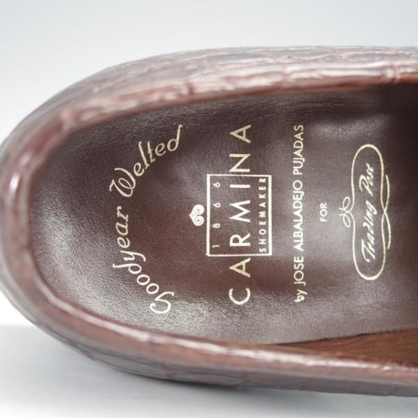 美品★(スペイン製)CARMINA/カルミナ SIZE 6.5【高額★クロコダイル仕様/トレーディングポスト別注】コインローファー/濃茶/メンズ★j431