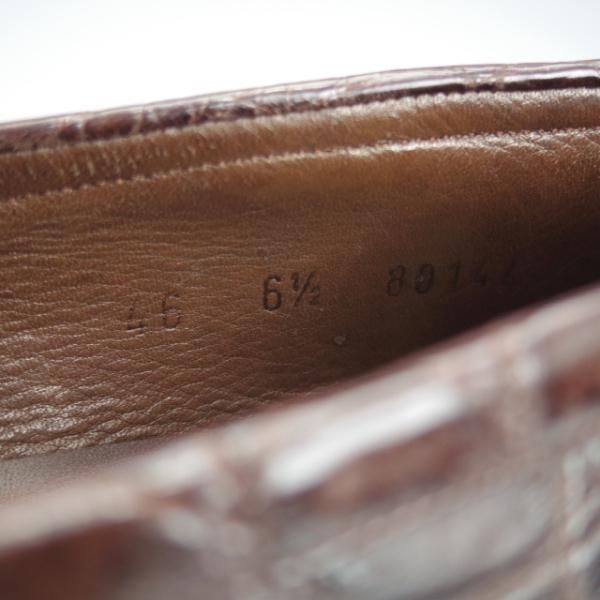 美品★(スペイン製)CARMINA/カルミナ SIZE 6.5【高額★クロコダイル仕様/トレーディングポスト別注】コインローファー/濃茶/メンズ★j431