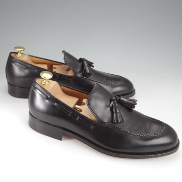 未使用★(伊)タニノクリスチー SIZE 7【デッドストック品★タッセルローファー/122927】カーフ/黒/メンズ/TANINO CRISCI★j434