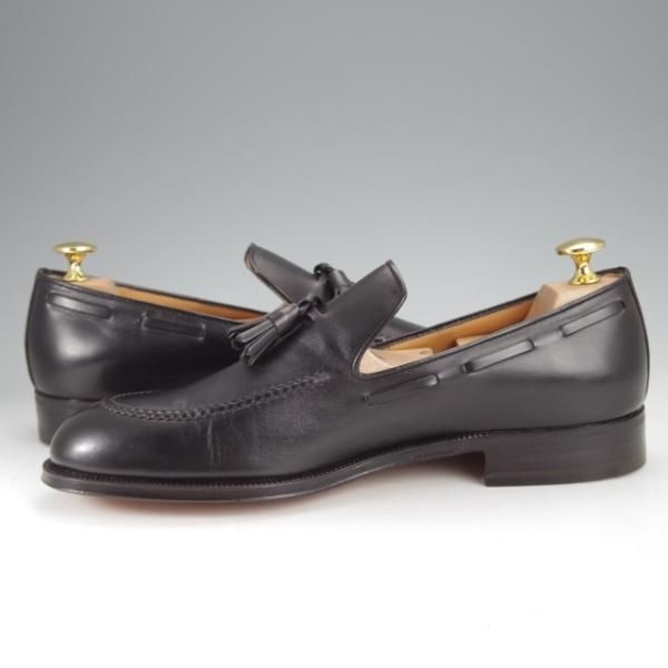 未使用★(伊)タニノクリスチー SIZE 7【デッドストック品★タッセルローファー/122927】カーフ/黒/メンズ/TANINO CRISCI★j434
