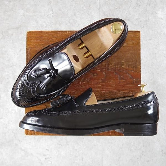 極美品★オールデン 9.5D【現行定価17万円程度★コードバン仕様/ユナイテッドアローズ別注】3906/タッセルローファー/黒/ALDEN★j437