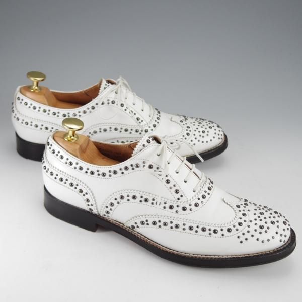 極美品★チャーチ(レディース) SIZE 36.5【同系モデル定価￥192,500-★BURWOOD MET 2/スタッズ】バーウッド/白/Church's★j439