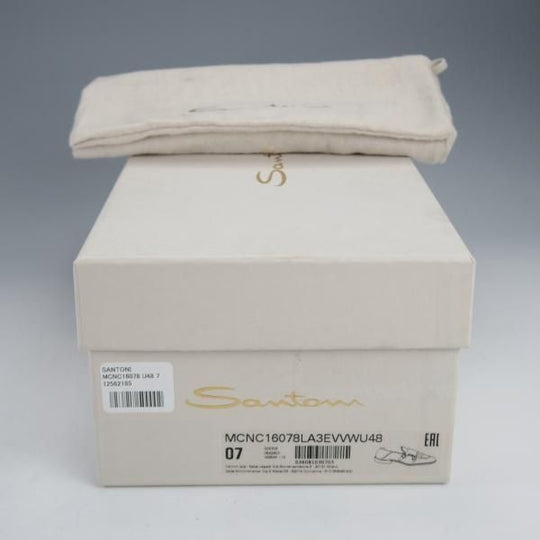 極美品★(伊)サントーニ SIZE 7【★イントレチャート/ダブルバックル】16078/キルト/ローファー/スリッポン/紺/メンズ/Santoni★j440