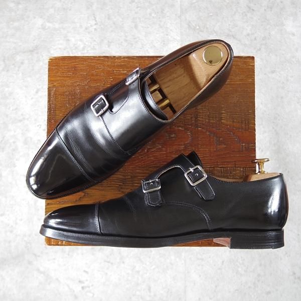 極上★クロケット&ジョーンズ UK7.5/US8D【貴重★ブルックスブラザーズ別注/Peal&co】341ラスト/ダブルモンク/黒/Crockett&Jones★j441