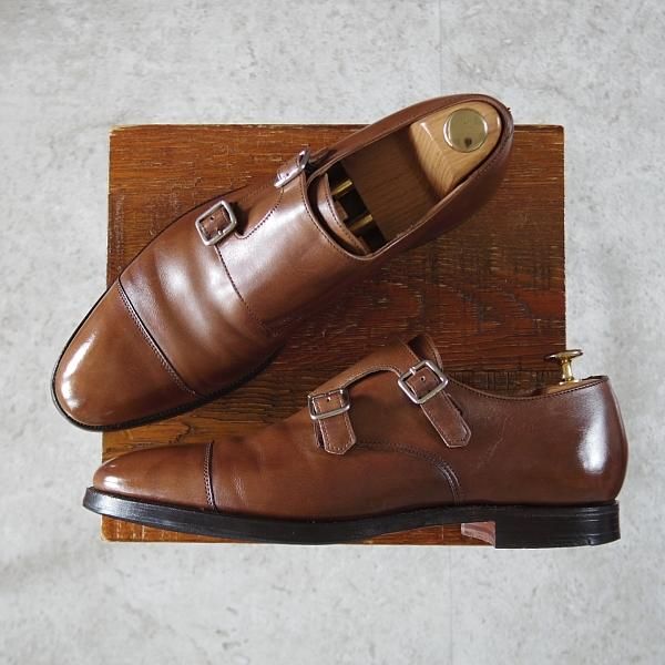 ★クロケット&ジョーンズ UK7.5/US8D【貴重★ブルックスブラザーズ別注/Peal&co】341ラスト/ダブルモンク/茶/Crockett&Jones★j454