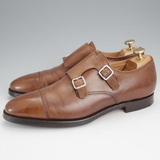 ★クロケット&ジョーンズ UK7.5/US8D【貴重★ブルックスブラザーズ別注/Peal&co】341ラスト/ダブルモンク/茶/Crockett&Jones★j454