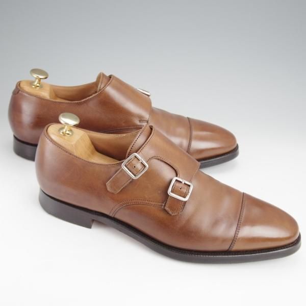 ★クロケット&ジョーンズ UK7.5/US8D【貴重★ブルックスブラザーズ別注/Peal&co】341ラスト/ダブルモンク/茶/Crockett&Jones★j454