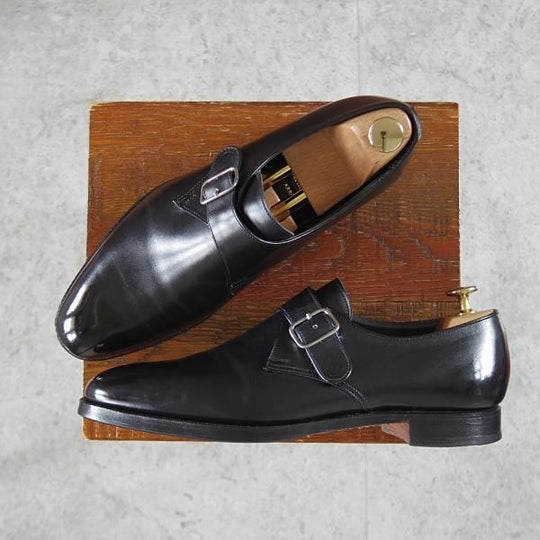 極上★クロケット&ジョーンズ 6.5E【定価￥94,600-★モンクストラップ/MALVERN】341ラスト/カーフ/黒/メンズ/Crockett&Jones★j458