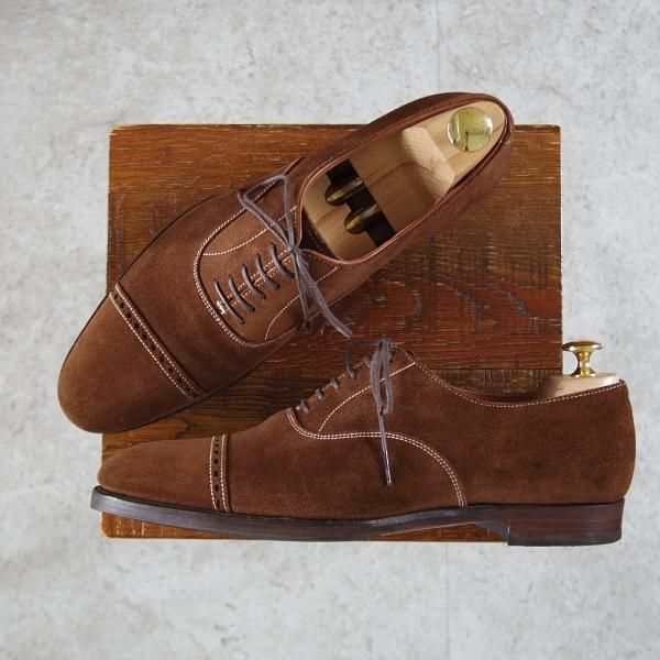 極上★クロケット&ジョーンズ 7D【ハンドグレードライン★MELCOMBE/363ラスト】パンチドキャップトゥ/スエード/茶/Crockett&Jones★j459