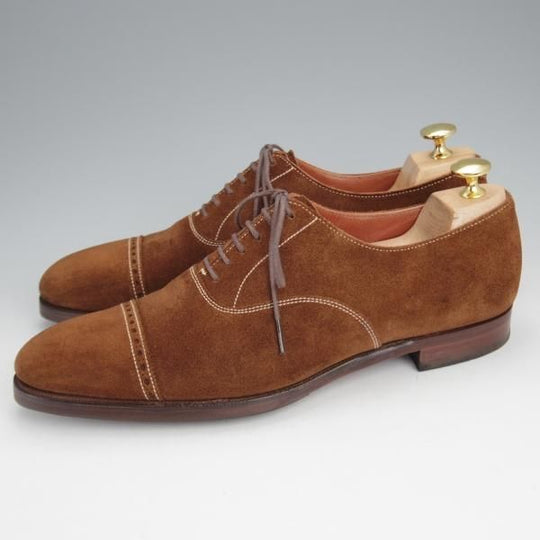 極上★クロケット&ジョーンズ 7D【ハンドグレードライン★MELCOMBE/363ラスト】パンチドキャップトゥ/スエード/茶/Crockett&Jones★j459