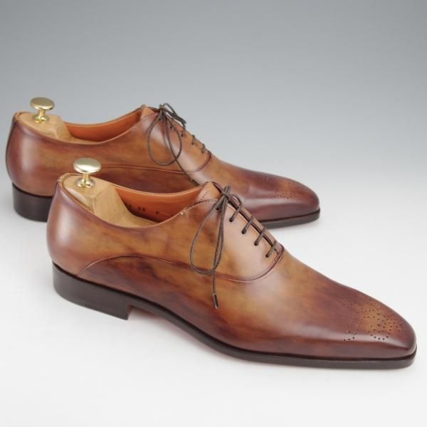 未使用★(伊)サントーニ SIZE 7.5【★オックスフォードシューズ/11541】カーフ/茶/メンズ/Santoni★j462
