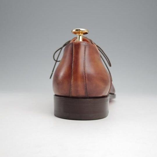 未使用★(伊)サントーニ SIZE 7.5【★オックスフォードシューズ/11541】カーフ/茶/メンズ/Santoni★j462