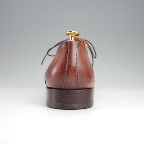 未使用★(伊)サントーニ SIZE 7.5【★オックスフォードシューズ/11541】カーフ/茶/メンズ/Santoni★j462