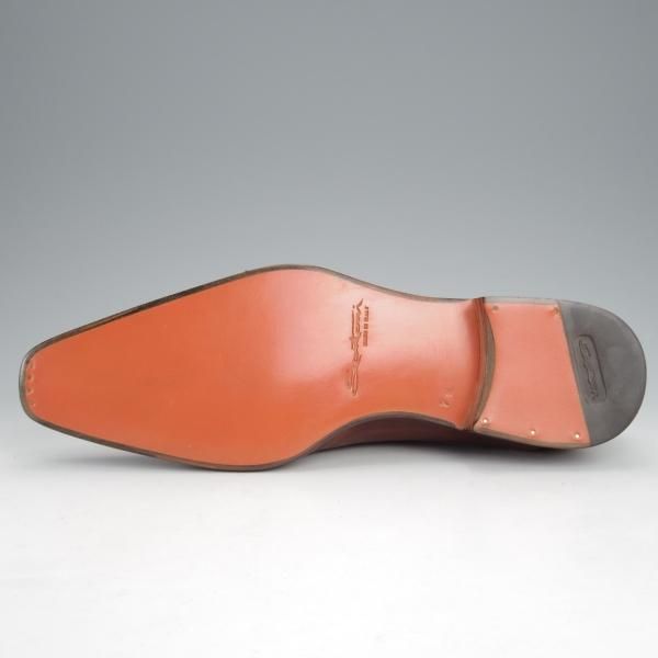 未使用★(伊)サントーニ SIZE 7.5【★オックスフォードシューズ/11541】カーフ/茶/メンズ/Santoni★j462