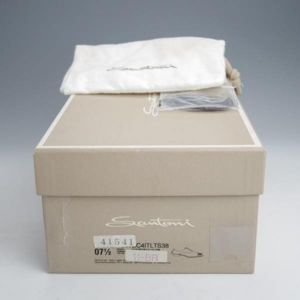 未使用★(伊)サントーニ SIZE 7.5【★オックスフォードシューズ/11541】カーフ/茶/メンズ/Santoni★j462