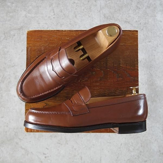美品★J.M.ウエストン 6.5C【現行定価￥137,500-★180/コインローファー】41ラスト/ボックスカーフ/TAN/タン/茶/Weston/ウェストン★j468