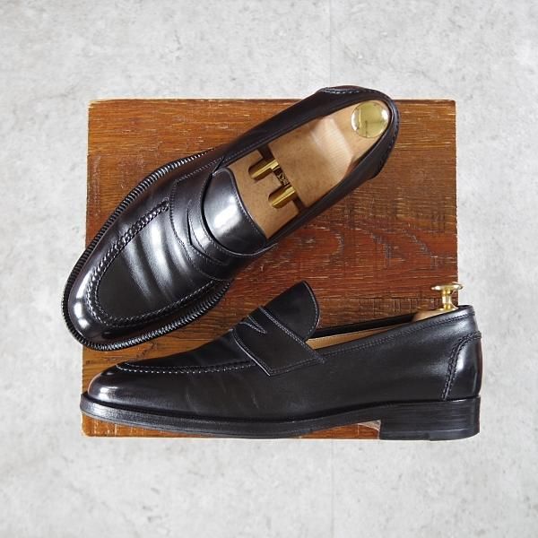 極上★(伊)タニノクリスチー SIZE 5.5【定価15万円以上★コインローファー/130524】カーフ/黒/メンズ/TANINO CRISCI★j469