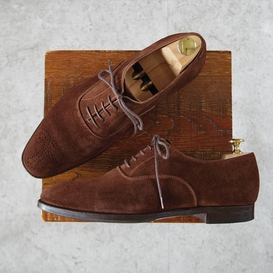 極上★クロケット&ジョーンズ 7D【ハンドグレードライン★CONWAY】オックスフォードシューズ/スエード/濃茶/Crockett&Jones★j474