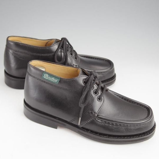 未使用★パラブーツ SIZE 6.5【貴重★レザーソール仕様/チャッカブーツ】モカシンブーツ/カーフ/黒/メンズ/Paraboot★j478