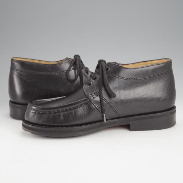 未使用★パラブーツ SIZE 6.5【貴重★レザーソール仕様/チャッカブーツ】モカシンブーツ/カーフ/黒/メンズ/Paraboot★j478