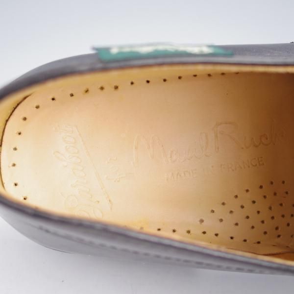 未使用★パラブーツ SIZE 6.5【貴重★レザーソール仕様/チャッカブーツ】モカシンブーツ/カーフ/黒/メンズ/Paraboot★j478