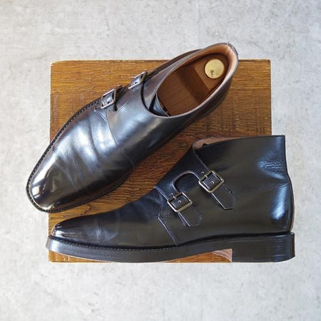 極上★クロケット&ジョーンズ UK6.5/US7E【★(米)ラルフローレン別注/Ralph Lauren】ダブルモンク/ブーツ/カーフ/黒/Crockett&Jones★j483