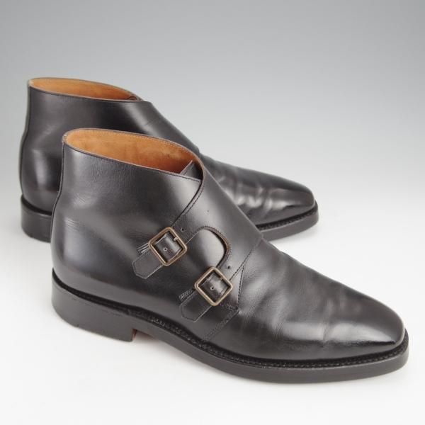 極上★クロケット&ジョーンズ UK6.5/US7E【★(米)ラルフローレン別注/Ralph Lauren】ダブルモンク/ブーツ/カーフ/黒/Crockett&Jones★j483