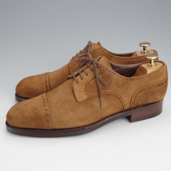 極上★(スペイン製)カルミナ SIZE 7【トレーディングポスト別注★パンチドキャップトゥ】スエード/茶/メンズ/CARMINA★j486