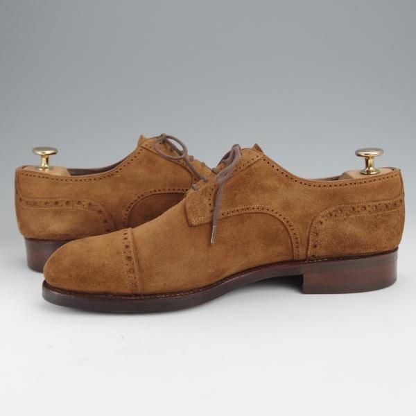 極上★(スペイン製)カルミナ SIZE 7【トレーディングポスト別注★パンチドキャップトゥ】スエード/茶/メンズ/CARMINA★j486