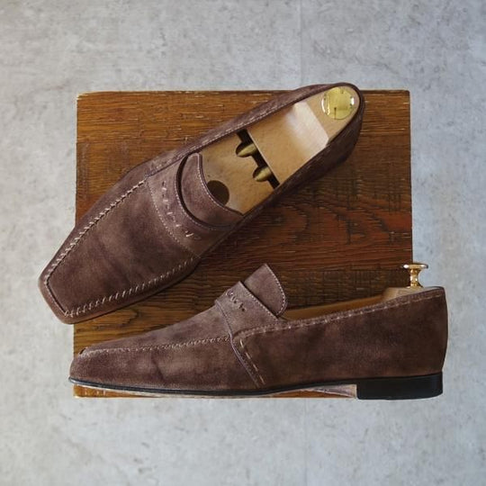 極上★(仏)ベルルッティ SIZE 7【★ローファー/濃茶】スリッポン/スエード/メンズ/Berluti★j487